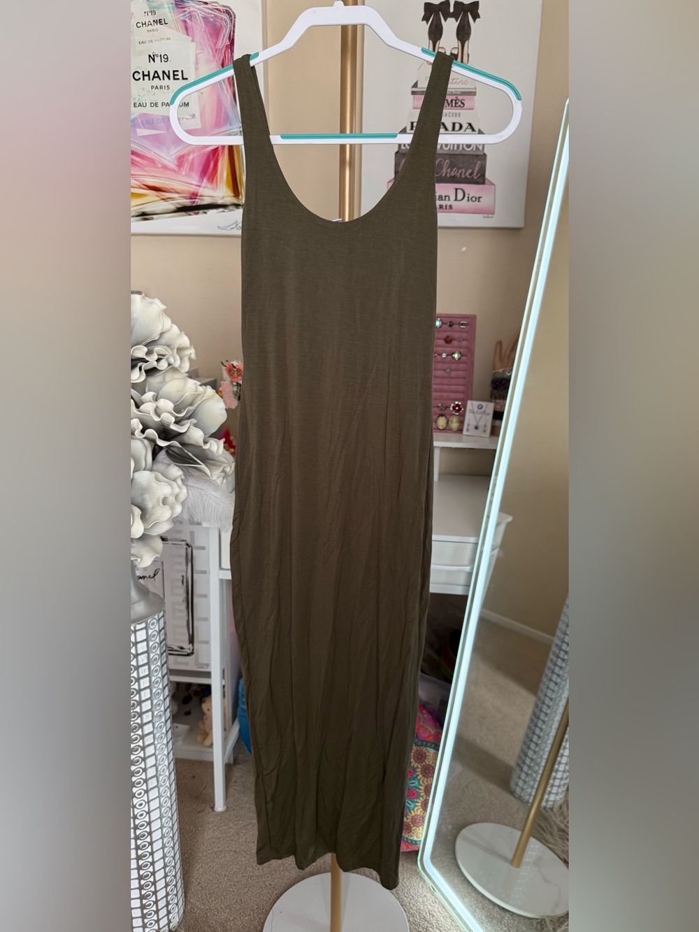 Fashion Nova Olive Green Sleeveless Maxi Dress